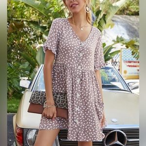 Dalmatian Print Button Front Smock Dress